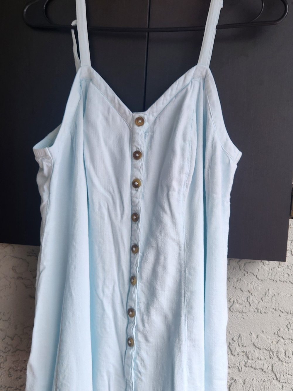 Women's Light Blue Button-Down Babydoll Camisol Size 00 Adjustable Straps Flirty